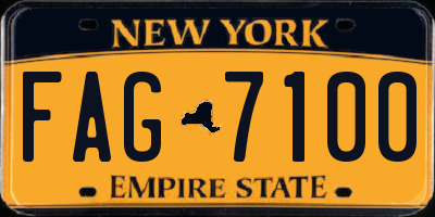 NY license plate FAG7100