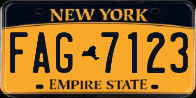 NY license plate FAG7123