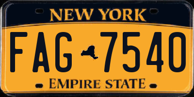 NY license plate FAG7540