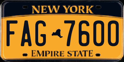 NY license plate FAG7600