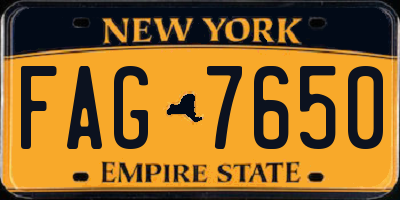 NY license plate FAG7650