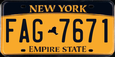 NY license plate FAG7671
