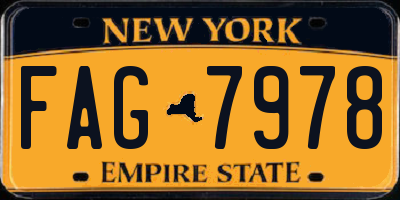 NY license plate FAG7978