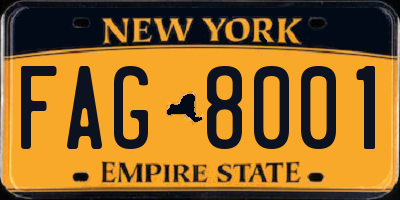NY license plate FAG8001