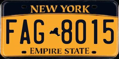 NY license plate FAG8015