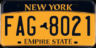 NY license plate FAG8021