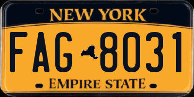 NY license plate FAG8031