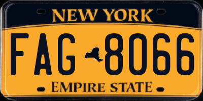 NY license plate FAG8066