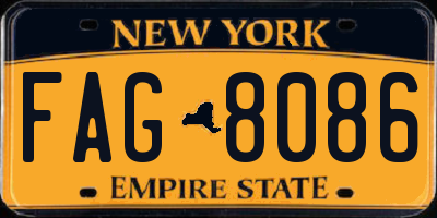 NY license plate FAG8086