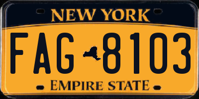 NY license plate FAG8103