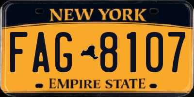 NY license plate FAG8107