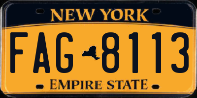 NY license plate FAG8113