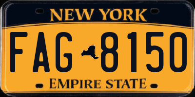 NY license plate FAG8150