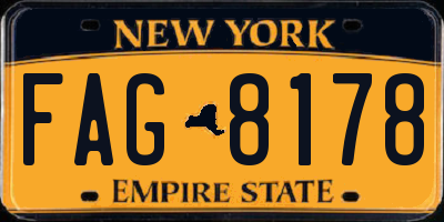 NY license plate FAG8178
