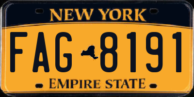 NY license plate FAG8191