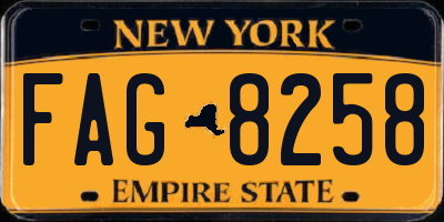 NY license plate FAG8258