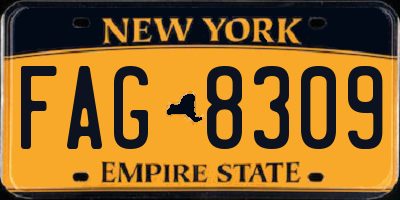 NY license plate FAG8309