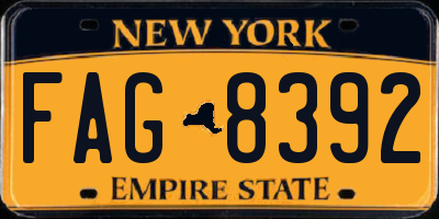 NY license plate FAG8392