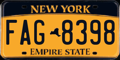 NY license plate FAG8398