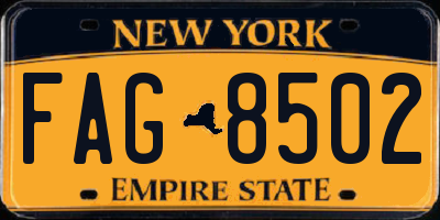 NY license plate FAG8502