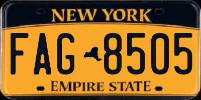 NY license plate FAG8505