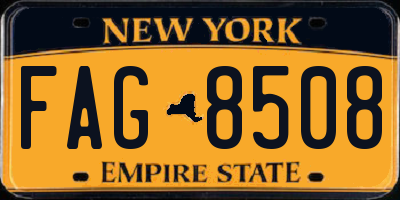 NY license plate FAG8508