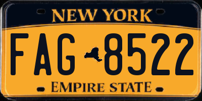 NY license plate FAG8522