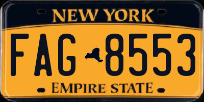 NY license plate FAG8553