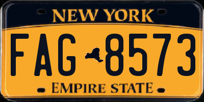 NY license plate FAG8573