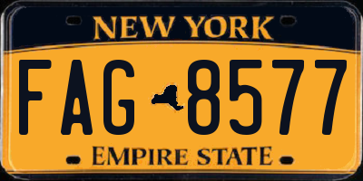 NY license plate FAG8577