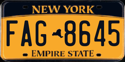 NY license plate FAG8645