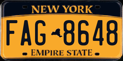 NY license plate FAG8648