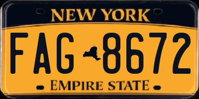 NY license plate FAG8672