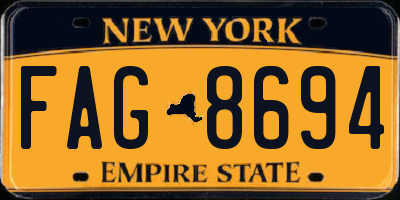 NY license plate FAG8694