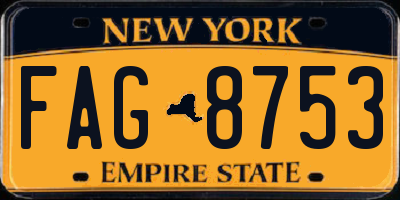 NY license plate FAG8753