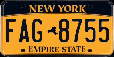 NY license plate FAG8755