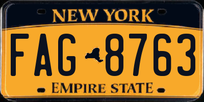 NY license plate FAG8763