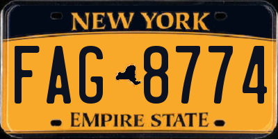 NY license plate FAG8774