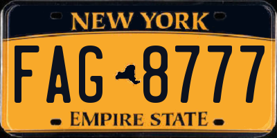 NY license plate FAG8777