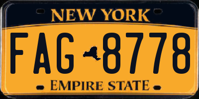 NY license plate FAG8778