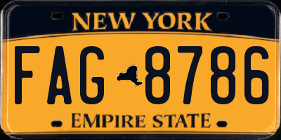 NY license plate FAG8786