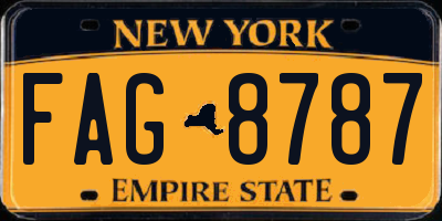 NY license plate FAG8787
