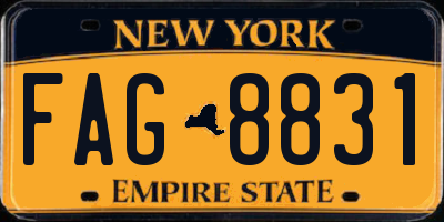 NY license plate FAG8831