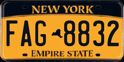 NY license plate FAG8832