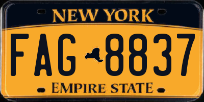 NY license plate FAG8837