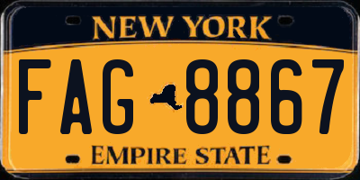 NY license plate FAG8867