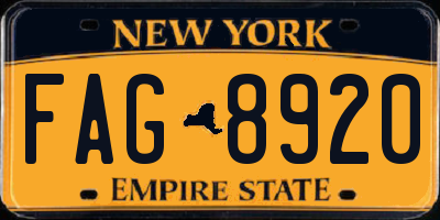 NY license plate FAG8920