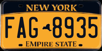 NY license plate FAG8935
