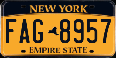 NY license plate FAG8957