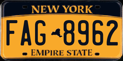 NY license plate FAG8962